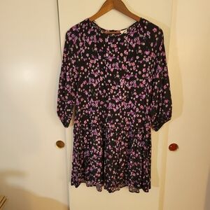 H&M Black Dress with Purple and Pink Floral Design